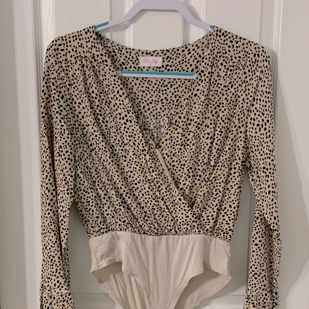 Pink Lily beige spotted bodysuit